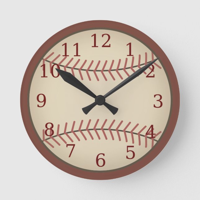 Vintag Red Baseball Clock Runde Wanduhr (Vorderseite)