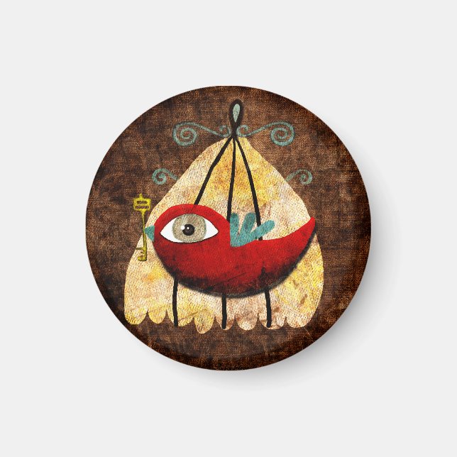 Vintag Red Bird Magnet (Vorne)