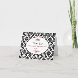 Vintag Red Black & White Damask Wedding Vielen Dan Dankeskarte