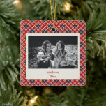 Vintag Red Blue Christmas Foto Sisters Keramikornament<br><div class="desc">Vintag Red Blue Geometric Custom Frohe Weihnachts Foto Schwestern Keramik Ornament</div>