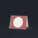 Vintag Red Blue Geometric Custom Blank Christmas Feiertagskarte<br><div class="desc">Diese gefaltete leere Urlaubskarte hat einen Vintag geometrischen karierten Tartan in rot und blau und hat einen editierbaren,  individuellen Gruß.</div>