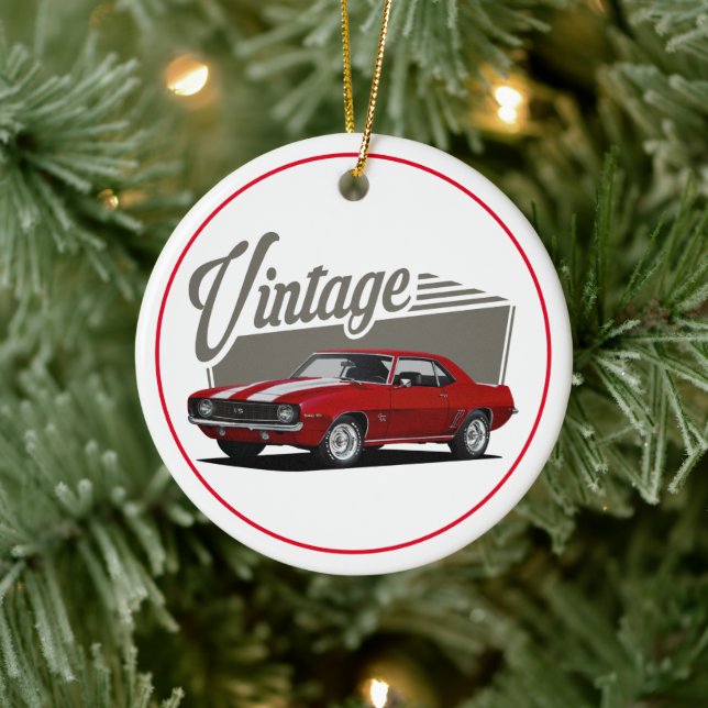 Vintag Red Camaro Keramik Ornament (Baum)