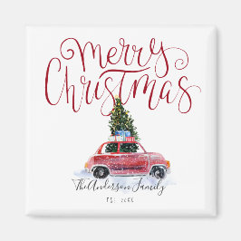 Vintag Red Car Weihnachtsmagnet Magnet