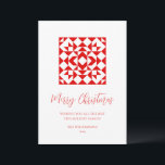 Vintag Red Christmas Geometric Quilt Personalisier Feiertagskarte<br><div class="desc">Vintag Red Christmas Geometric Quilt Personalisierte Weihnachtskarte</div>