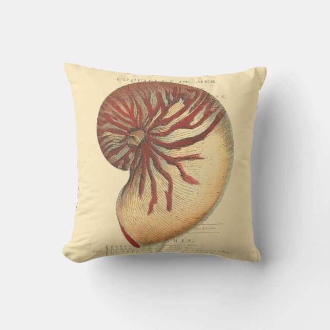Vintag Red Conch Muschel Kissen (Vorderseite)