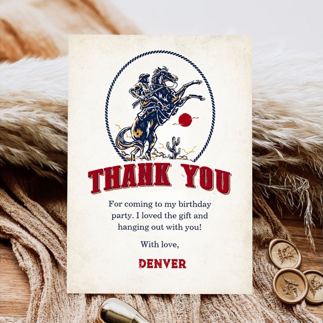 Vintag Red Cowboy Rodeo Geburtstag Dankeskarte (Von Creator hochgeladen)