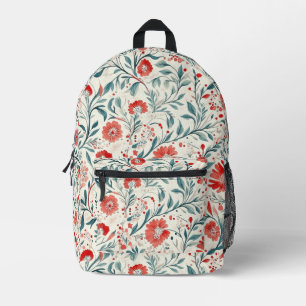 Vintag Red Daisy Floral Pattern - Botanisch Bedruckter Rucksack