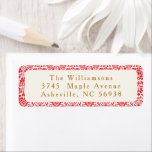Vintag Red Damask Custom Christmas Rücksendeadress<br><div class="desc">Vintager Red Damask Feierliche Feierliche Feiertage Weihnachten Klassische Rücksendeadressen-Aufkleber</div>