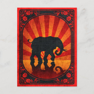 Vintag Red Elephant Silhouette Poster Postkarte
