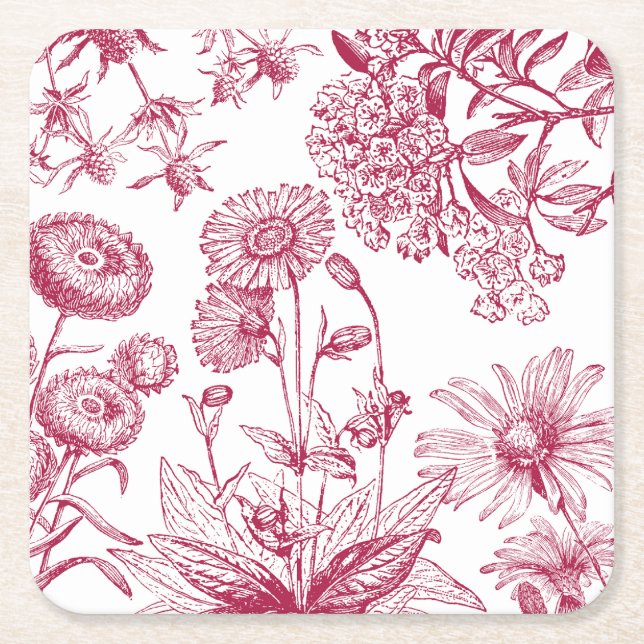 Vintag Red Floral |Erntedank | Fall Untersetzer (Vorderseite)