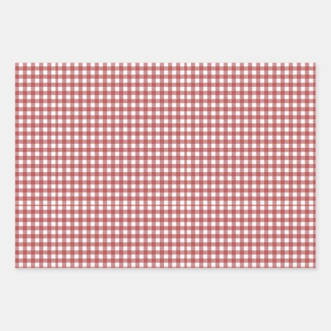 Vintag Red Gingham Geschenkpapier Set (Vorderseite)