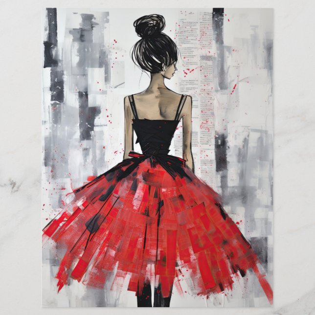 Vintag Red Girl Fashion Hübsches Kleid (Vorderseite)