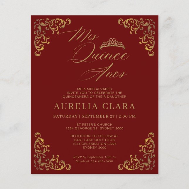 VINTAG Red Gold Mis Quince Quinceañera (Vorderseite)