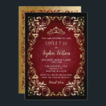 Vintag Red Gold Princess Tiara Sweet 16 Einladung<br><div class="desc">Elegant Vintag Red Gold Princess Tiara Sweet 16 Geburtstagseinladung</div>