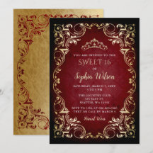 Vintag Red Gold Princess Tiara Sweet 16