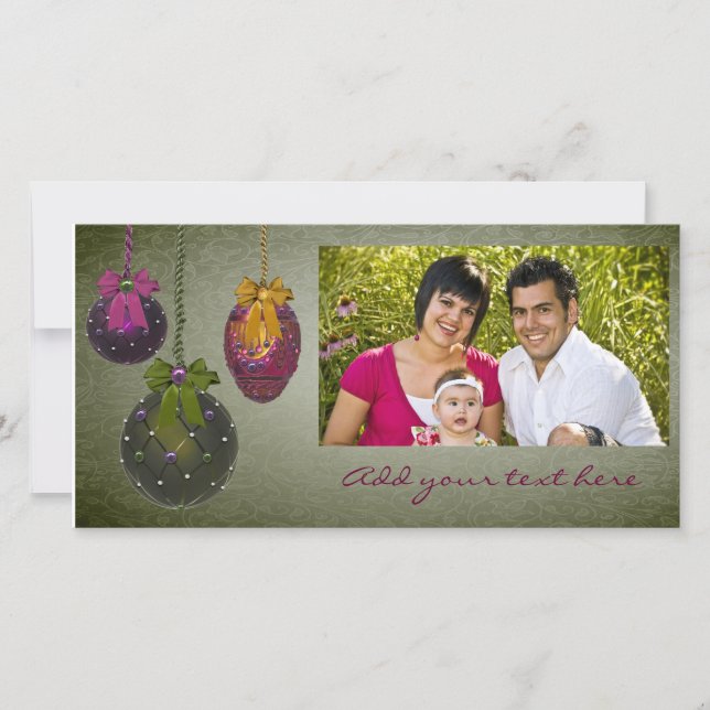 Vintag Red Green Foto Weihnachtskarten Feiertagskarte (Vorderseite)