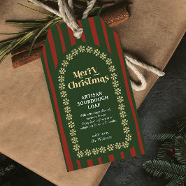 Vintag Red Green Stripes Handmade Weihnachten Geschenkanhänger