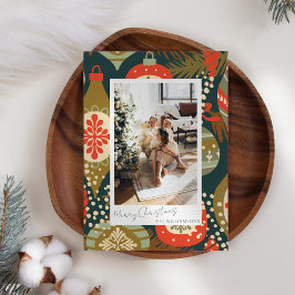Vintag Red Green Weihnachtsschmuck Custom Foto Feiertagskarte