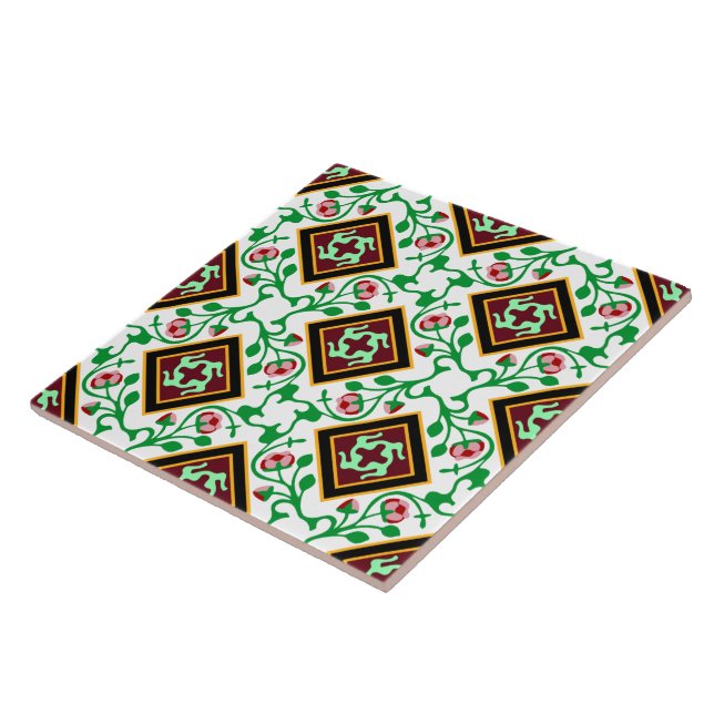 Vintag Red Green White Barcelona Flora Fliese (Seite)