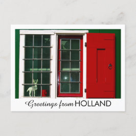 Vintag Red Green White Window Foto Feiertagspostkarte
