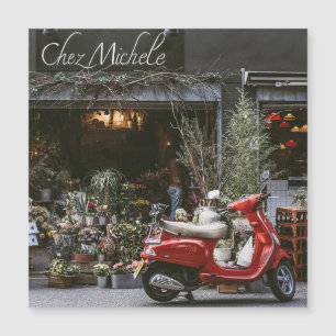 Vintag Red Motor Scooter Magnetkarte