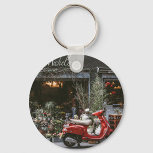Vintag Red Motor Scooter Schlüsselanhänger