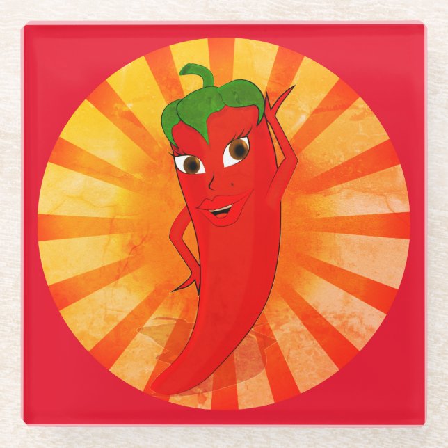 Vintag Red Pepper Superstar Glasuntersetzer (Vorderseite)