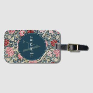 Vintag Red Pink Floral William Morris Monogram Gepäckanhänger