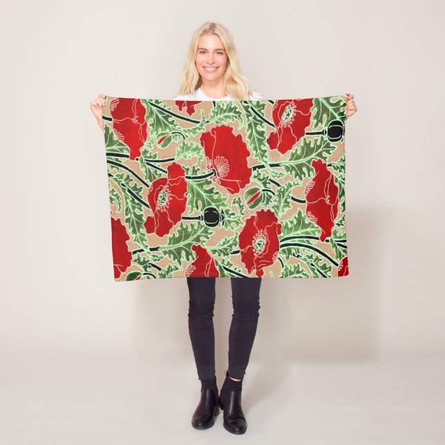 Vintag Red Poppy Fleece Blanket (Beispiel)