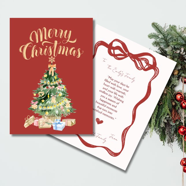 Vintag Red Retro Weihnachtsbaumkarte Karte (Christmas Retro Vintage Card)