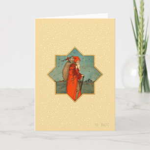Vintag Red Santa Claus St. Nicholas Feiertagskarte