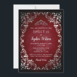 Vintag Red Silver Princess Tiara Sweet 16 Einladung<br><div class="desc">Elegant Vintag Red Silver Princess Tiara Sweet 16 Geburtstagseinladung</div>