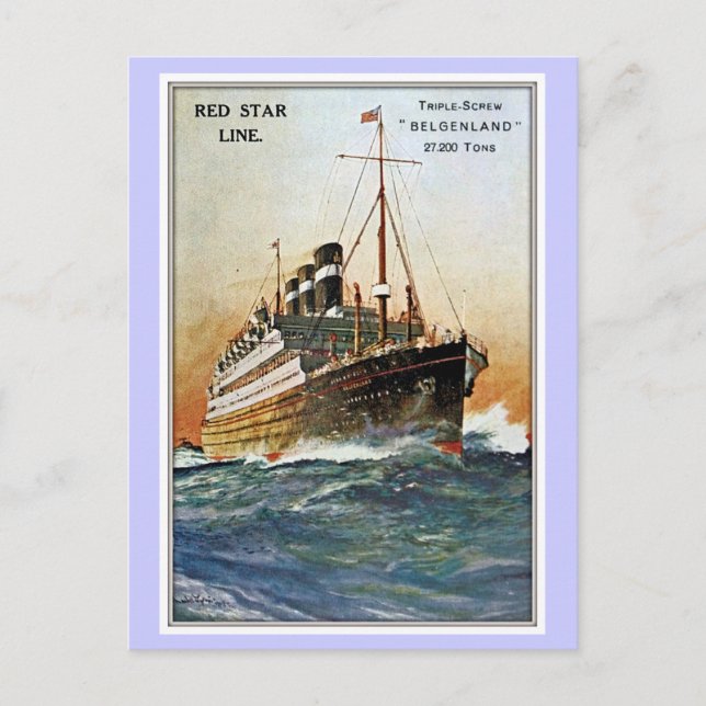 Vintag Red Star Line Belgenland Postkarte (Vorderseite)