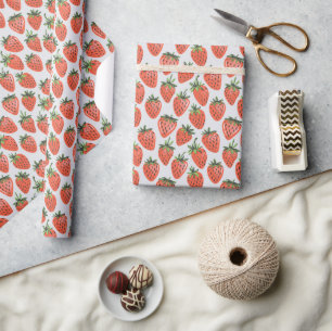 Vintag Red Strawberry Pattern Geschenkpapier