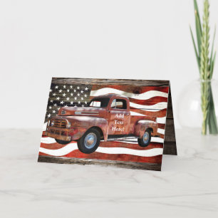 Vintag Red Truck American Flag Danke Karte