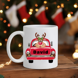 Vintag Red Truck Reindei Weihnachten Kaffeetasse