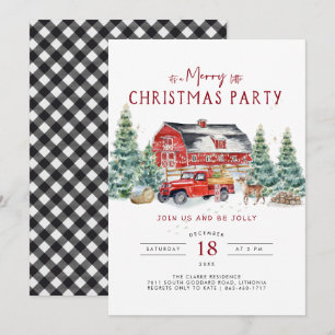 Vintag Red Truck Weihnachts-Party Einladung