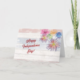 Vintag Red White Blue Patriotic Imitats Wood Feiertagskarte