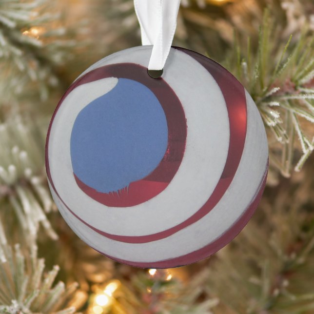 Vintag Red White Glass Weihnachtsball Swirl Ornament (Baum)