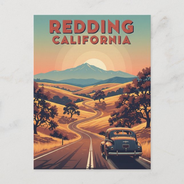 Vintag Redding California Travel Postkarte (Vorderseite)