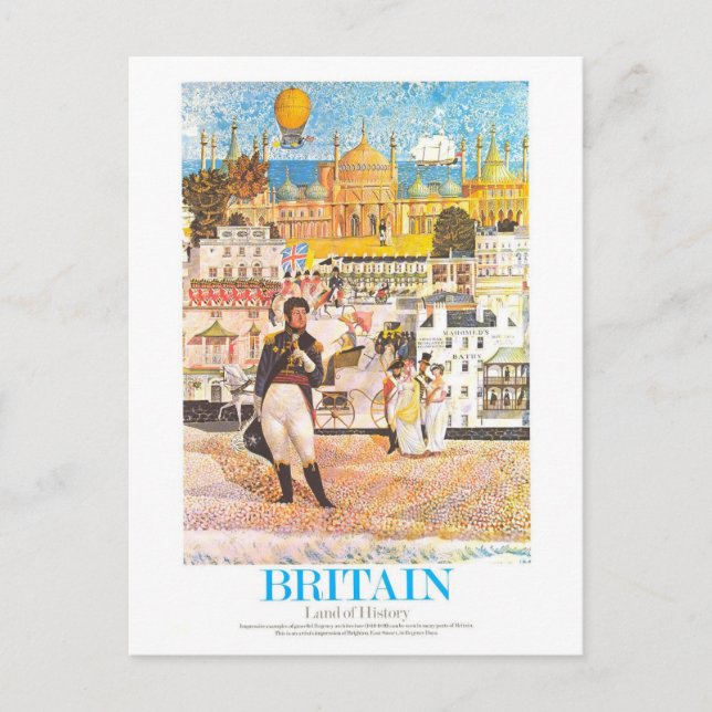 Vintag Regency Brighton Travel Poster Postkarte (Vorderseite)