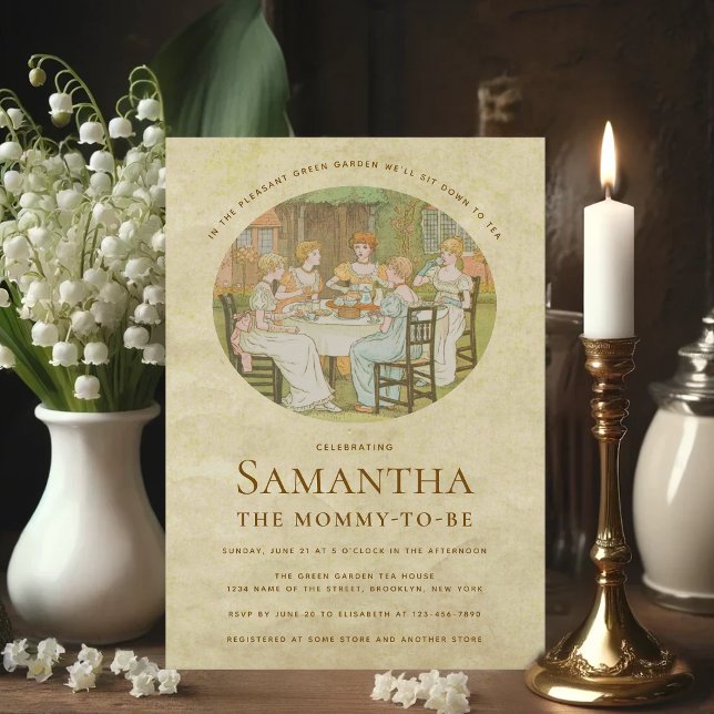 Vintag Regency Garden Tee Party Babydusche Einladung (Von Creator hochgeladen)