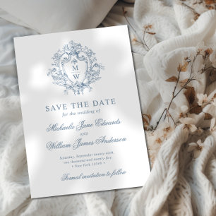 Vintag Regency Monogram Wappen Non-Foto Hochzeit Save The Date