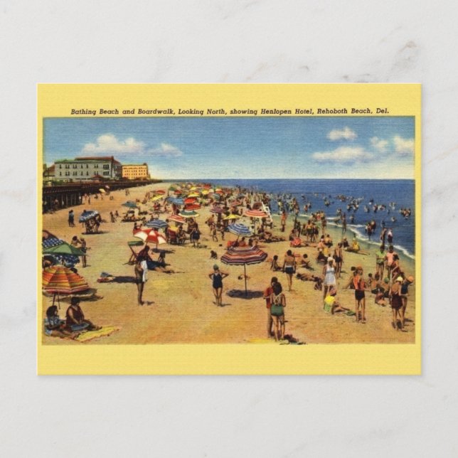 Vintag RehoBeide Beach Postkarte (Vorderseite)