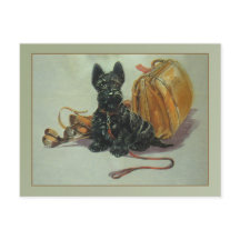 Vintag Reisende Scottie Dog Postkarte