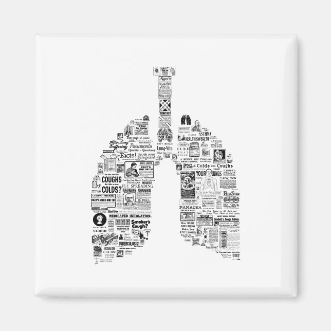 Vintag Respiratorische Remissionen Lungenkunst Magnet (Vorne)