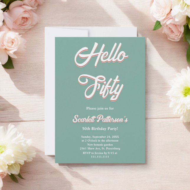 Vintag Retro 70er Groovy Moderne 50. Geburtstag Einladung (Von Creator hochgeladen)