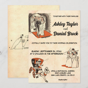 Vintag Retro Alter Pop Rustikale Hochzeit Einladung