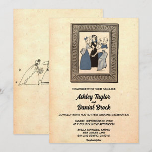 Vintag Retro Altes Comic Buch Rustikale Hochzeit Einladung