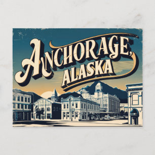 Vintag & Retro Ankerage, Alaska Postkarte